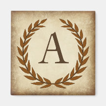 Laurel Wreath Aged Papyrus Initiaal A