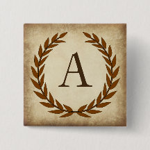 Laurel Wreath Aged Papyrus Initiaal A