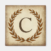 Laurel Wreath Aged Papyrus Initiaal C Magneet (Voorkant)
