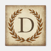 Laurel Wreath Aged Papyrus Initiaal D Magneet (Voorkant)