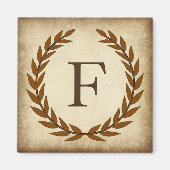 Laurel Wreath Aged Papyrus Initiaal F Magneet (Voorkant)