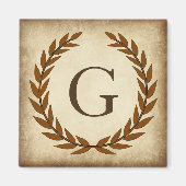 Laurel Wreath Aged Papyrus Initiaal G Magneet (Voorkant)