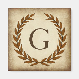 Laurel Wreath Aged Papyrus Initiaal G Magneet
