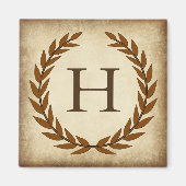 Laurel Wreath Aged Papyrus Initiaal H Magneet (Voorkant)