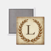 Laurel Wreath Aged Papyrus Initiaal L Magneet (Voorkant / Achterkant)