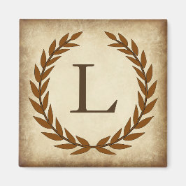 Laurel Wreath Aged Papyrus Initiaal L Magneet