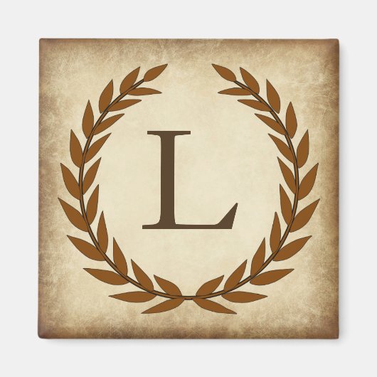 Laurel Wreath Aged Papyrus Initiaal L Magneet (Voorkant)