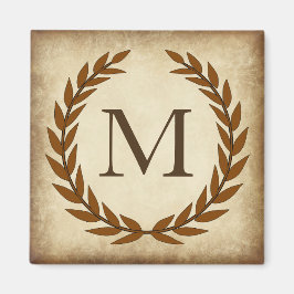 Laurel Wreath Aged Papyrus Initiaal M Magneet