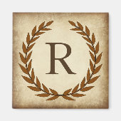 Laurel Wreath Aged Papyrus Initiaal R Magneet (Voorkant)