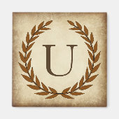 Laurel Wreath Aged Papyrus Initiaal U Magneet (Voorkant)