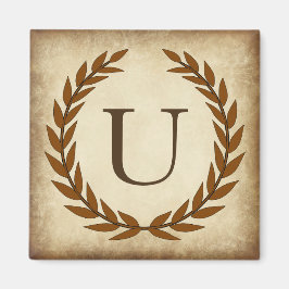 Laurel Wreath Aged Papyrus Initiaal U Magneet