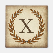 Laurel Wreath Aged Papyrus Initiaal X Magneet (Voorkant)
