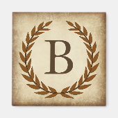 Laurel Wreath Aged Papyrus Monogram Initiaal B Magneet (Voorkant)