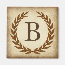 Laurel Wreath Aged Papyrus Monogram Initiaal B