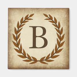 Laurel Wreath Aged Papyrus Monogram Initiaal B Magneet