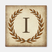 Laurel Wreath Aged Papyrus Monogram Initiaal I Magneet (Voorkant)