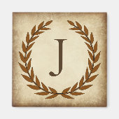 Laurel Wreath Aged Papyrus Monogram Initiaal J Magneet (Voorkant)