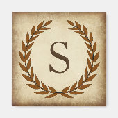 Laurel Wreath Aged Papyrus Monogram Initiaal S Magneet (Voorkant)