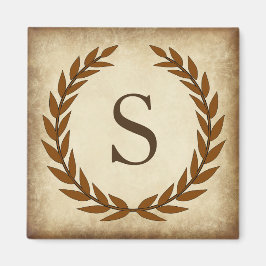 Laurel Wreath Aged Papyrus Monogram Initiaal S Magneet