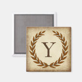 Laurel Wreath Aged Papyrus Monogram Initiaal Y Magneet (Voorkant / Achterkant)