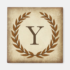 Laurel Wreath Aged Papyrus Monogram Initiaal Y Magneet