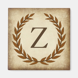 Laurel Wreath Aged Papyrus Monogram Initiaal Z Magneet