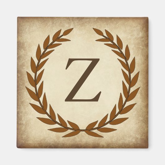 Laurel Wreath Aged Papyrus Monogram Initiaal Z Magneet (Voorkant)