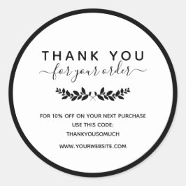 Laurel Wreath Bedankt voor de bestelling Ronde Sticker