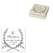 Laurel Wreath Calligrafie Naam Retouradres Rubberstempel (Gestempeld)