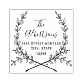Laurel Wreath Calligrafie Naam Retouradres Rubberstempel (Afrduk)