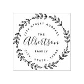 Laurel Wreath Circulaire Familienaam Retouradres Rubberstempel (Afrduk)
