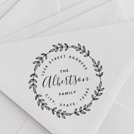 Laurel Wreath Circulaire Familienaam Retouradres Rubberstempel