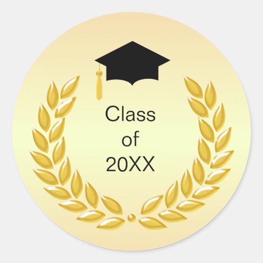 Laurel Wreath Class of 20XX Afstuderen Ronde Sticker (Voorkant)