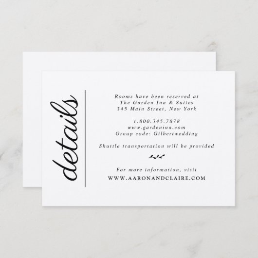 Laurel Wreath | Classy Wedding Details Kaart (Voorkant / Achterkant)