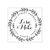 Laurel Wreath Couple Names Wedding Return Address Rubberstempel (Afrduk)
