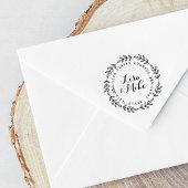 Laurel Wreath Couple Names Wedding Return Address Zelfinktende Stempel