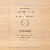 Laurel Wreath & Crest Minimalist Elegant Wedding Acryl Uitnodigingen (Voorkant)