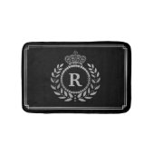 Laurel Wreath Crown Monogrammed Silver Black Royal Badmat (Voorkant)