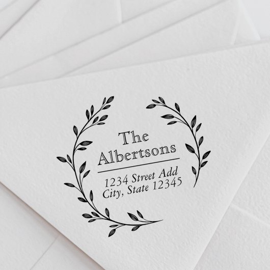 Laurel Wreath Custom Familienaam Retouradres Rubberstempel