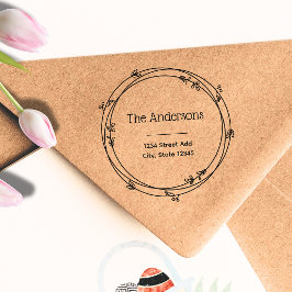 Laurel Wreath Custom Familienaam Retouradres Rubberstempel