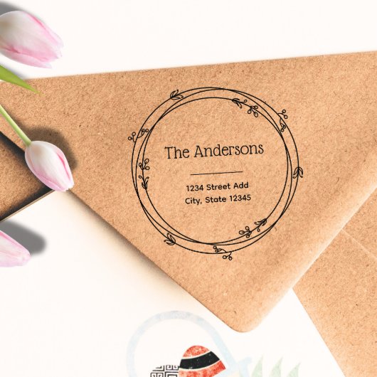 Laurel Wreath Custom Familienaam Retouradres Rubberstempel