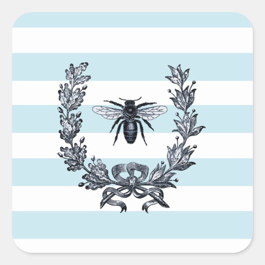 Laurel Wreath en Napoleontische Bijencontour Vierkante Sticker (Voorkant)