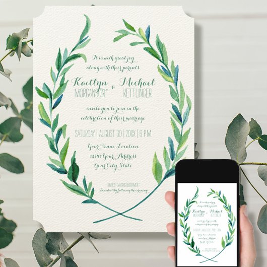 Laurel Wreath Eucalyptus Leaf Branch Modern Simple Kaart