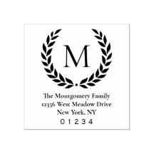 Laurel Wreath Familienaam Monogram Retouradres