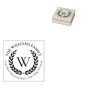 Laurel Wreath Familienaam Monogram Retouradres Rubberstempel (Gestempeld)