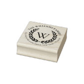 Laurel Wreath Familienaam Monogram Retouradres Rubberstempel (Stempel)