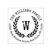 Laurel Wreath Familienaam Monogram Retouradres Rubberstempel (Afrduk)