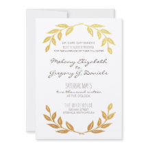 Laurel Wreath Gold Leaf Wedding Uitnodiging