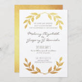 Laurel Wreath Gold Leaf Wedding Uitnodiging (Voorkant / Achterkant)