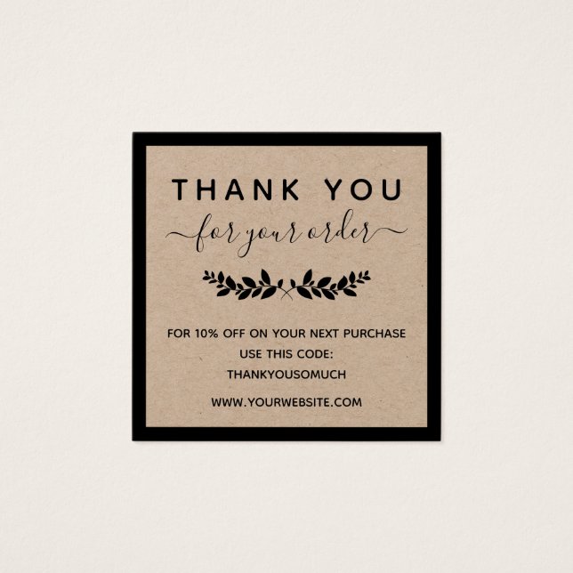 Laurel Wreath Kraft Paper Hartelijk dank voor uw b Vierkante Visitekaartjes (Voorkant)